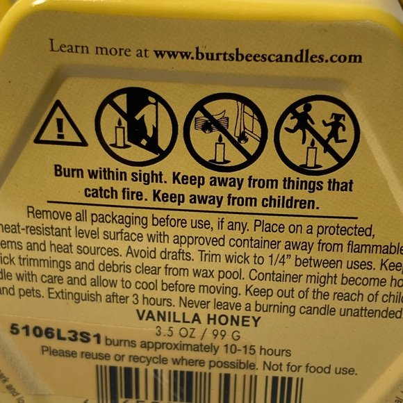 Burt's Bees Vanilla Honey Tin 2 Wick Soy Candle 3.5 ounces 3 Pack DISCONTINUED - Picture 7 of 15